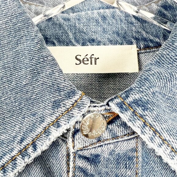 NWOT SÉFR Woody Denim Jean Shirt Men's Size Large In Rancher Blue Made In Italy - Picture 7 of 15